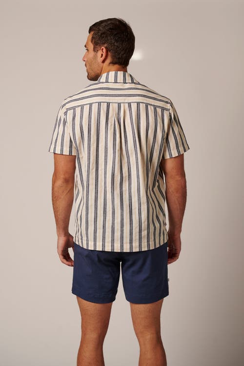 Leisure Lab Catalina Button Up In Blue Stripes