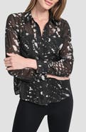 DKNY Shine Crinkle Chiffon Button-Up Shirt