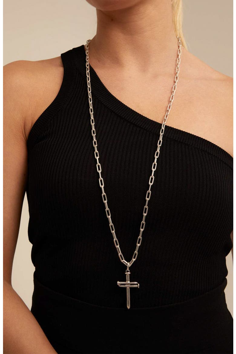 Linkline Charm Necklace, Alternate, color, Silver