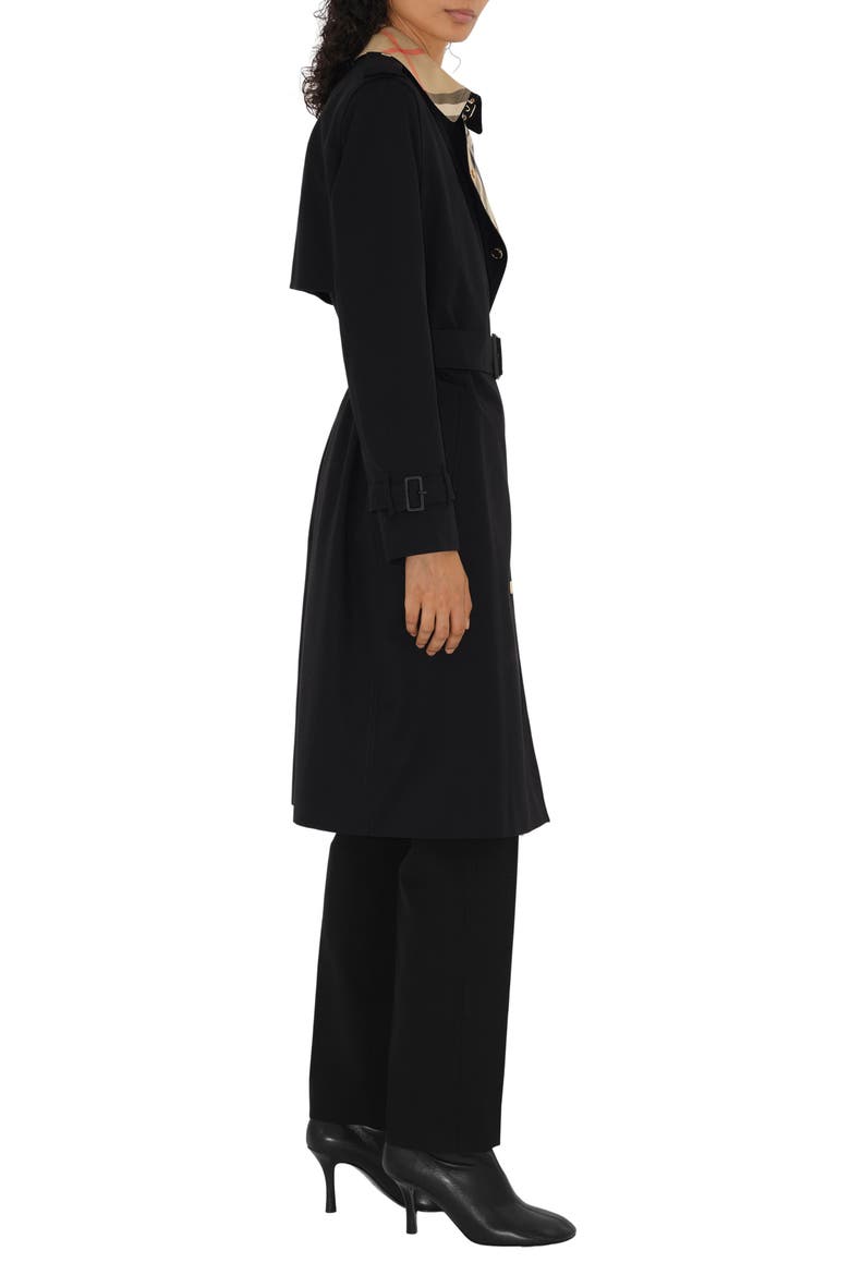 Sandridge Check Lined Cotton Gabardine Trench Coat, Alternate, color, BLACK
