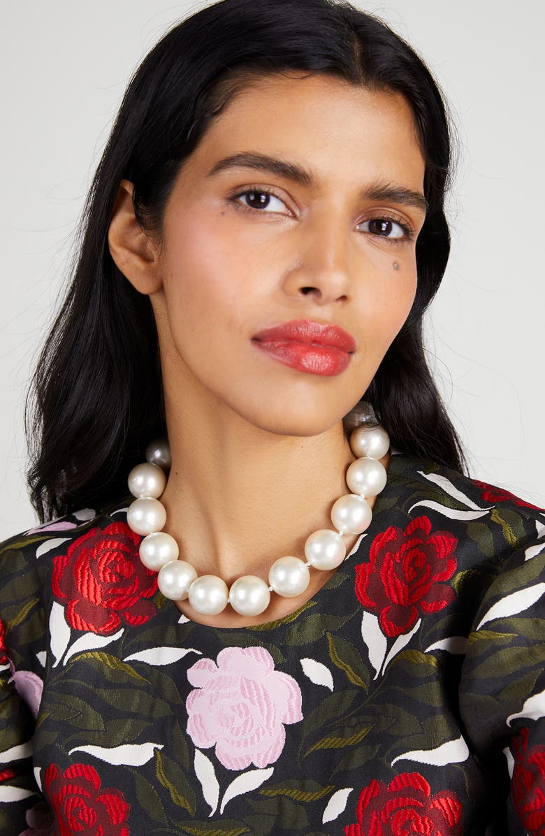 Kate Spade New York imitation pearl beaded collar necklace, Alternate, color,
