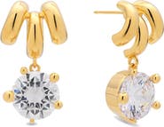 EYE CANDY LOS ANGELES Isadora Cubic Zirconia Drop Triple Huggie Hoop Earrings