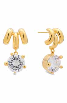 EYE CANDY LOS ANGELES Isadora Cubic Zirconia Drop Triple Huggie Hoop Earrings