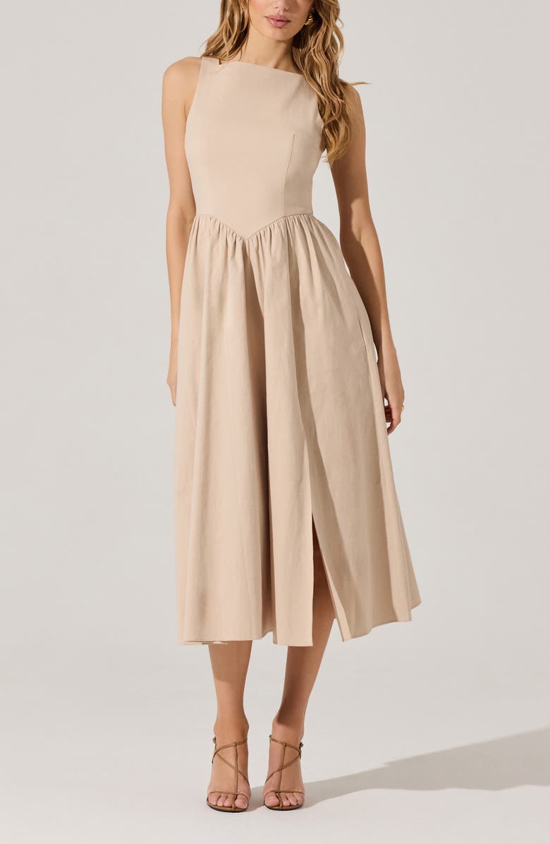ASTR the Label Bow Back A-Line Dress, Alternate, color, Sand
