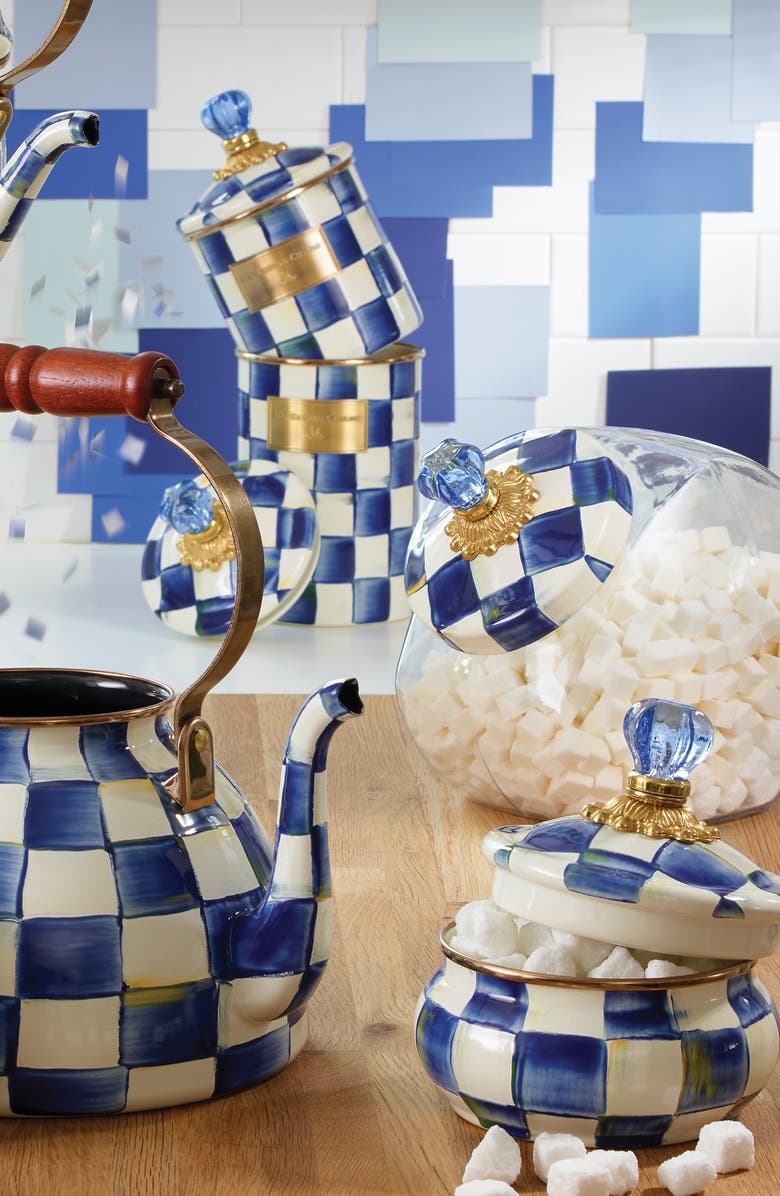 MACKENZIE CHILDS Cookie Jar with Royal Check Lid, Alternate, color, 