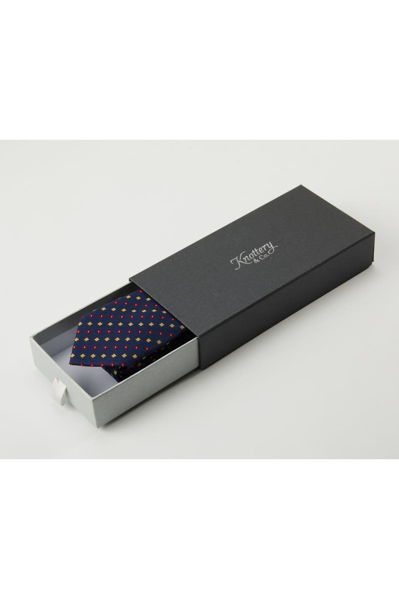 Diamond Blossom Silk Jacquard Tie, Alternate, color, Navy