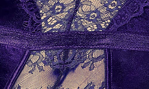 Seven 'til Midnight Seven ‘til Midnight Satin & Lace Bustier With Garter Straps In Purple