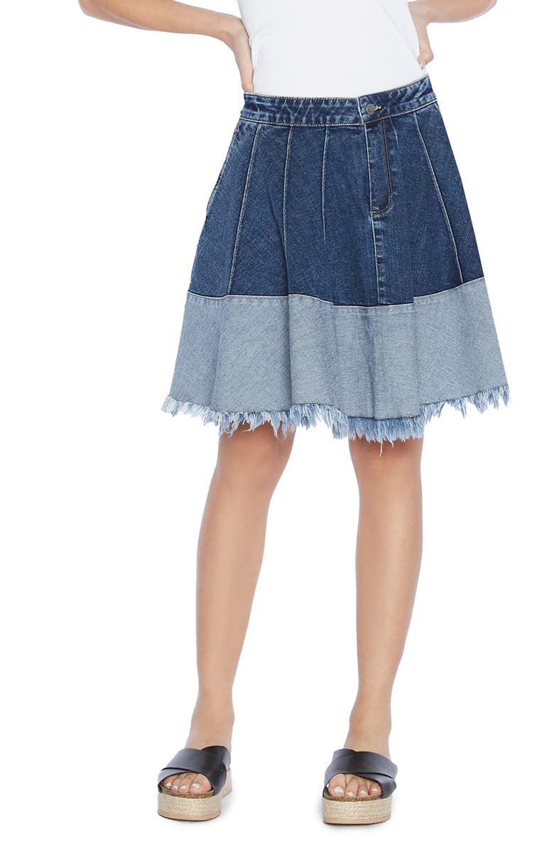 Wash Lab Denim Let's Go Two-Tone Denim Skirt, Main, color,