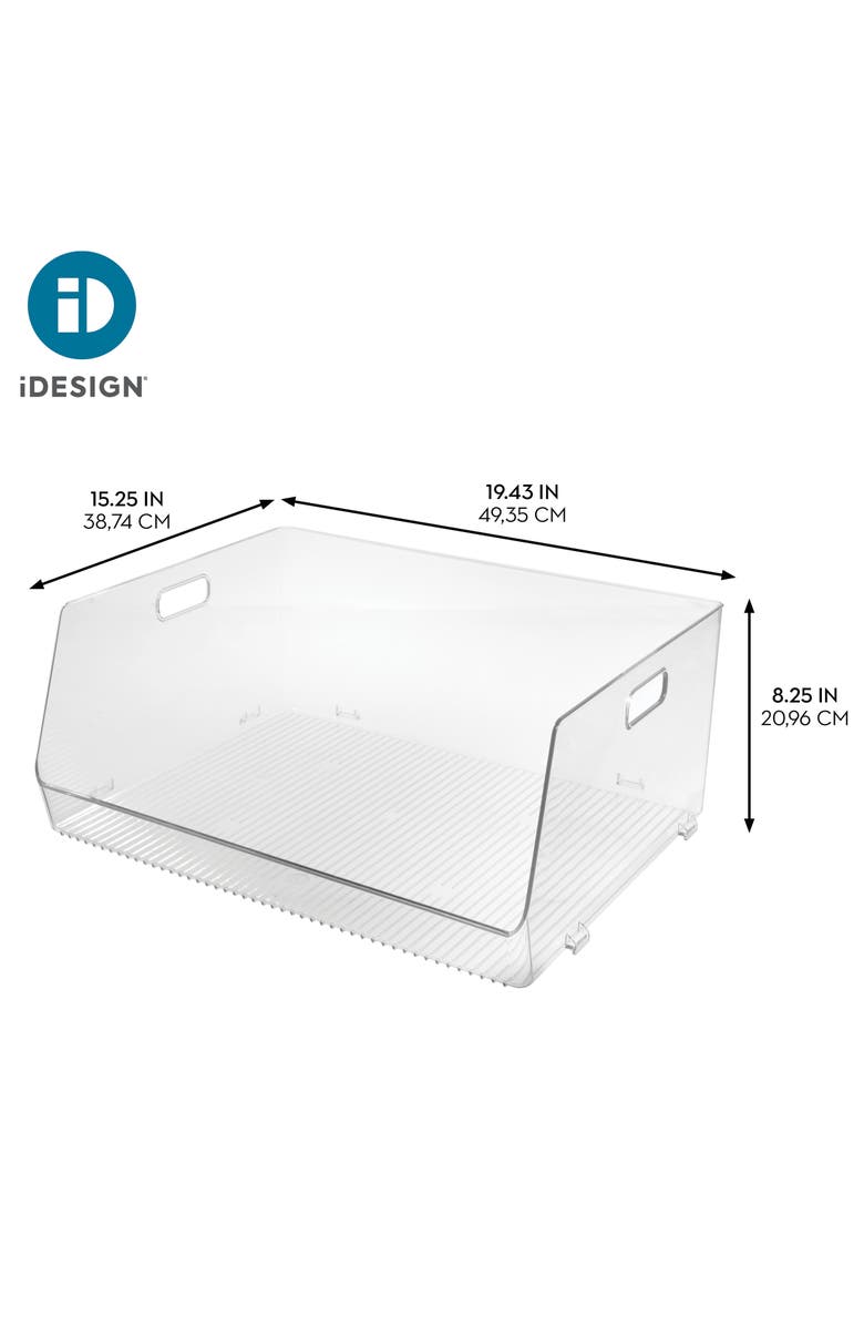 iDesign Stackable Open-Front Bin with Handles, Set of 4, Clear, Made in USA, Alternate, color, Clear