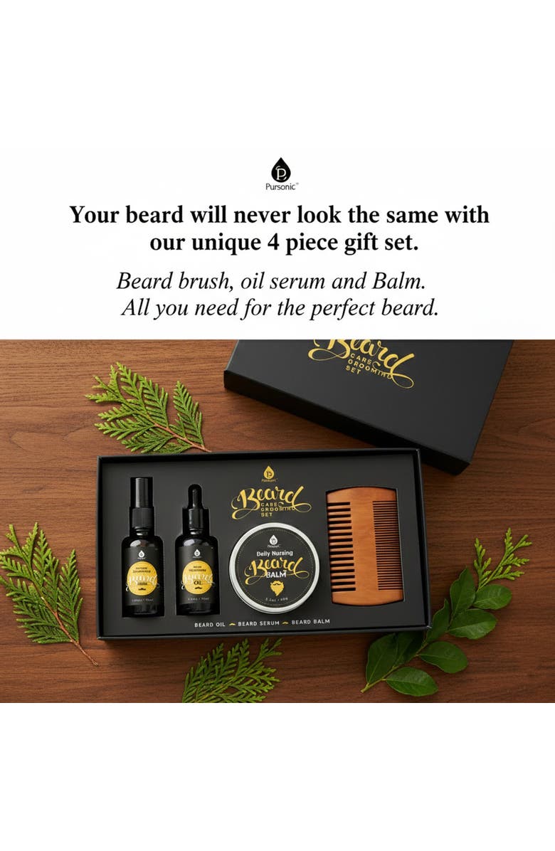 PURSONIC Beard Care Grooming Kit, Alternate, color, Black