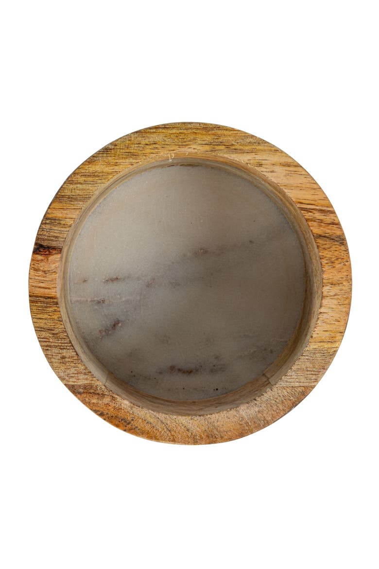 Mango Wood and Marble Bottle Holder, Alternate, color, Brown