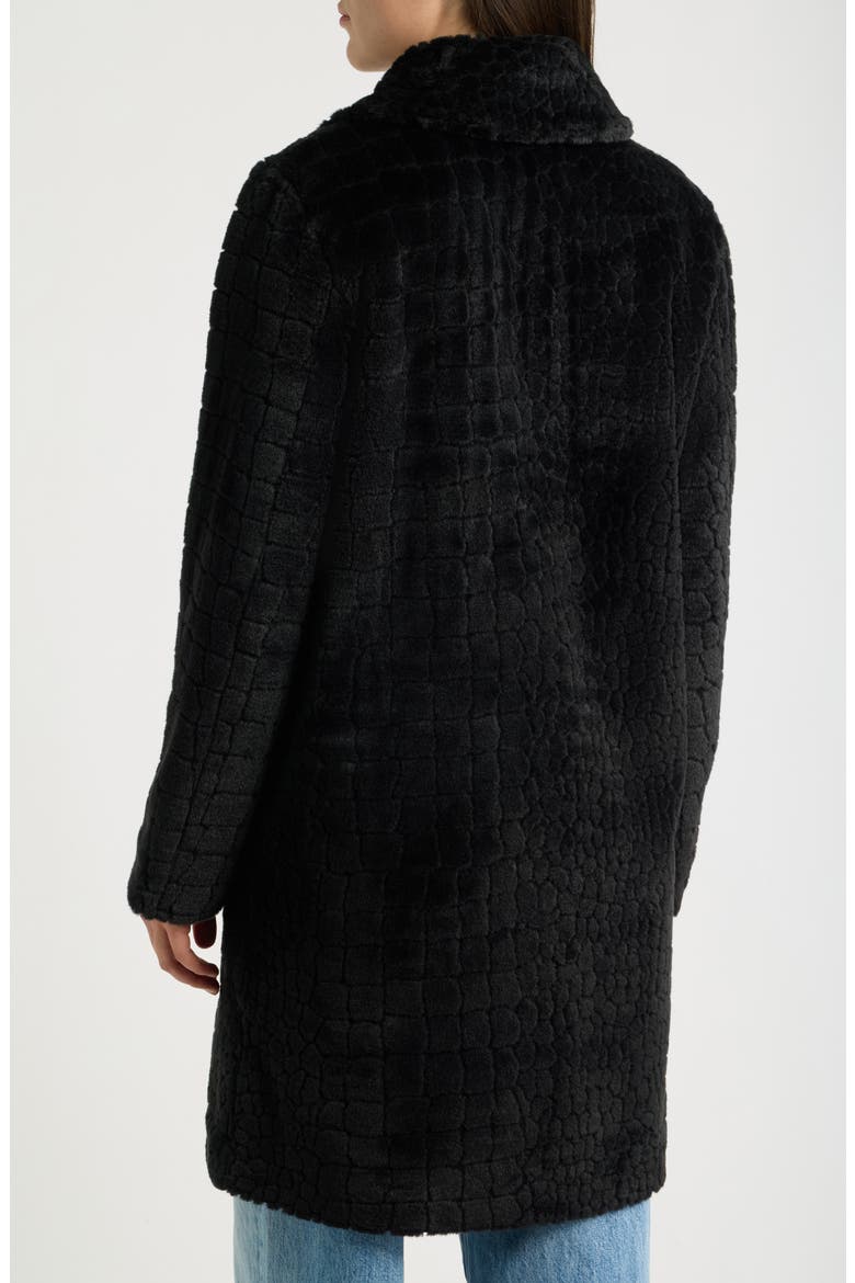 Croc Embossed Faux Fur Jacket, Alternate, color, BLACK
