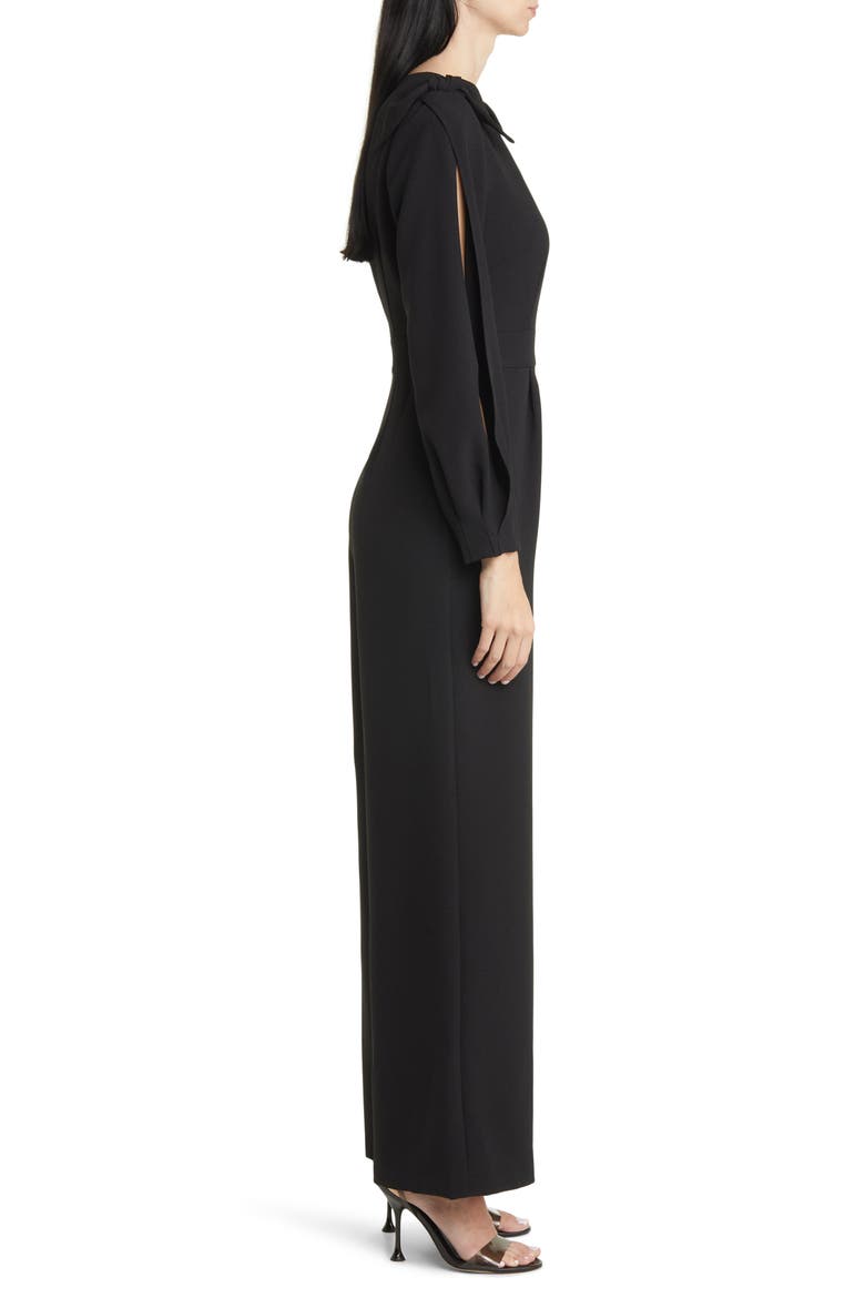 Slit Sleeve Wide Leg Crepe Jumpsuit, Alternate, color, BLACK