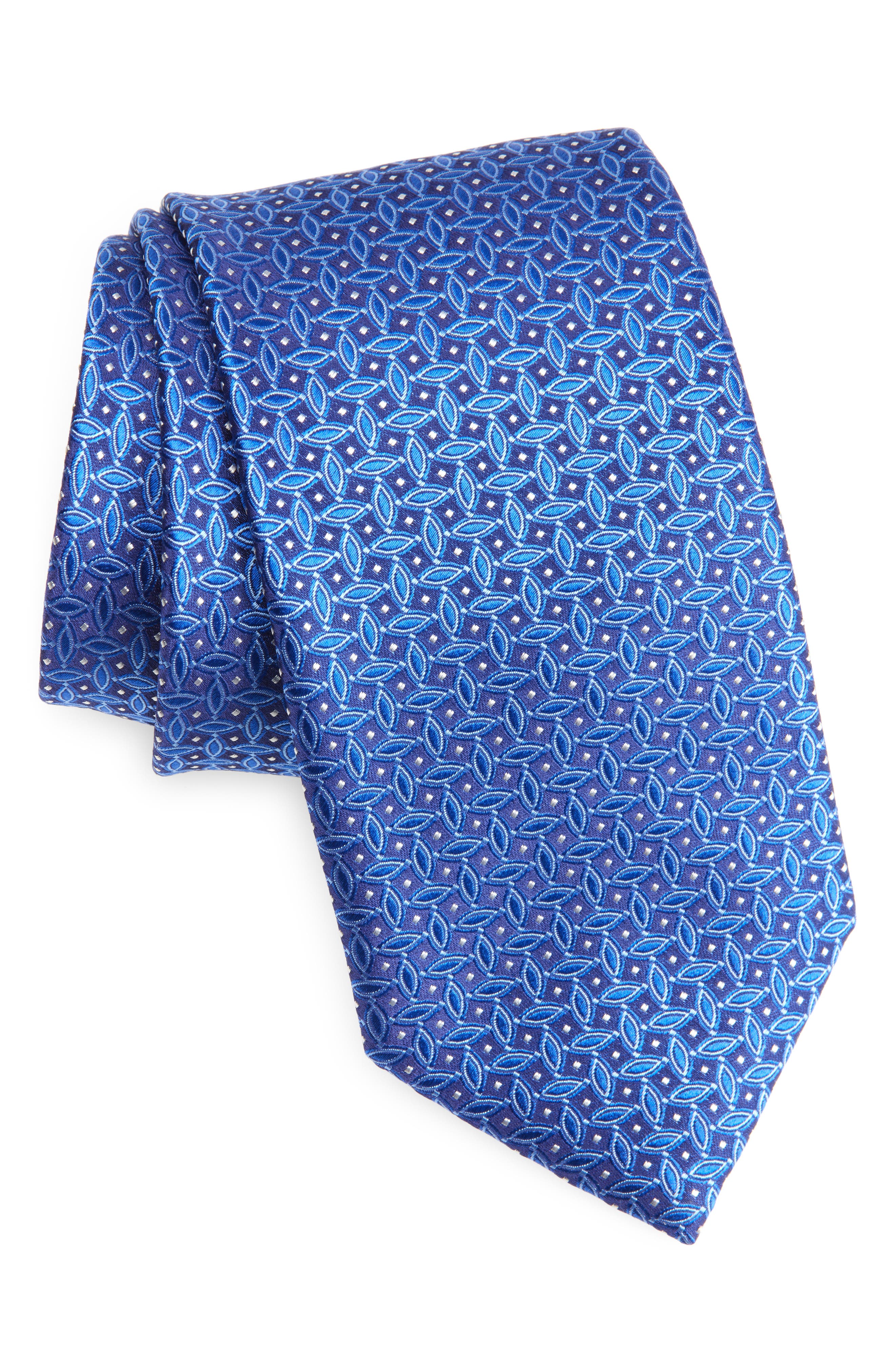 Eton Blue Geometric Jacquard Silk Tie