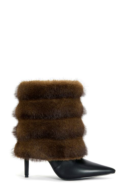 Azalea Wang Simon Faux Fur Bootie In Black
