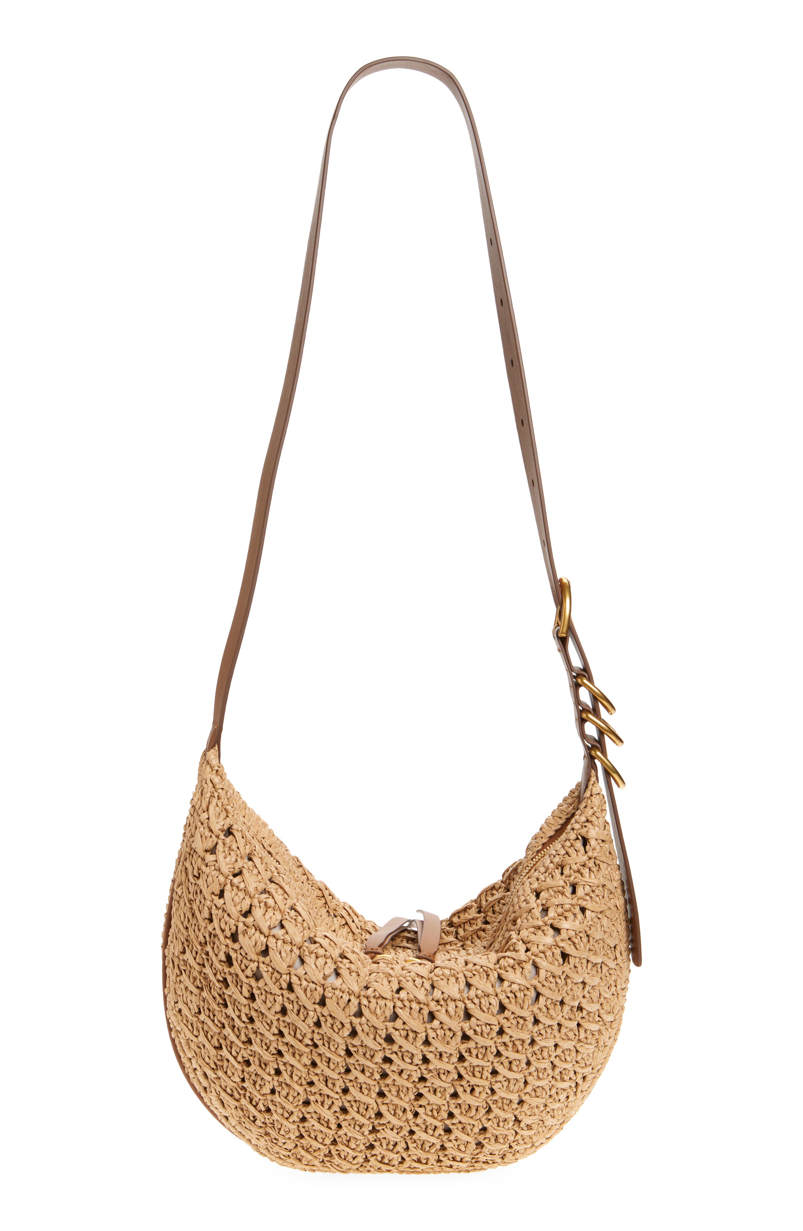 rag & bone Medium Mercer Woven Straw Hobo Bag, Alternate, color, 
