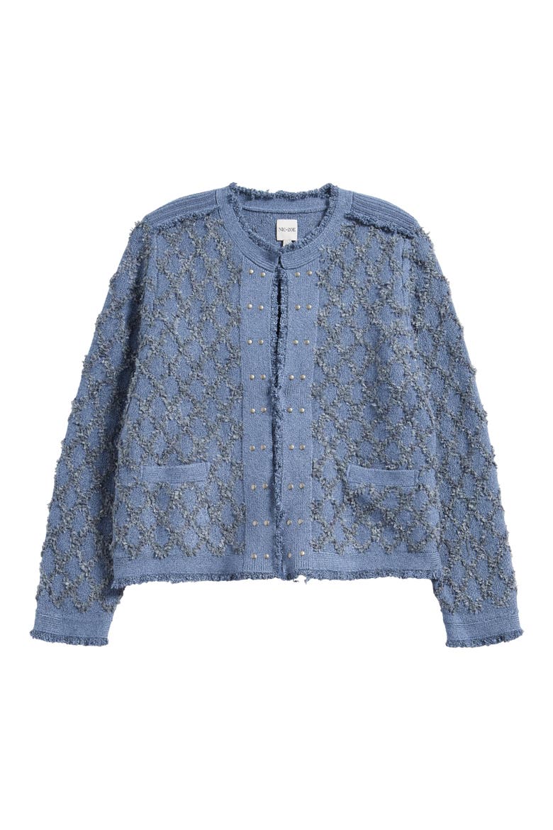 Diamond Fringe Knit Jacket, Main, color, BLUE MIX