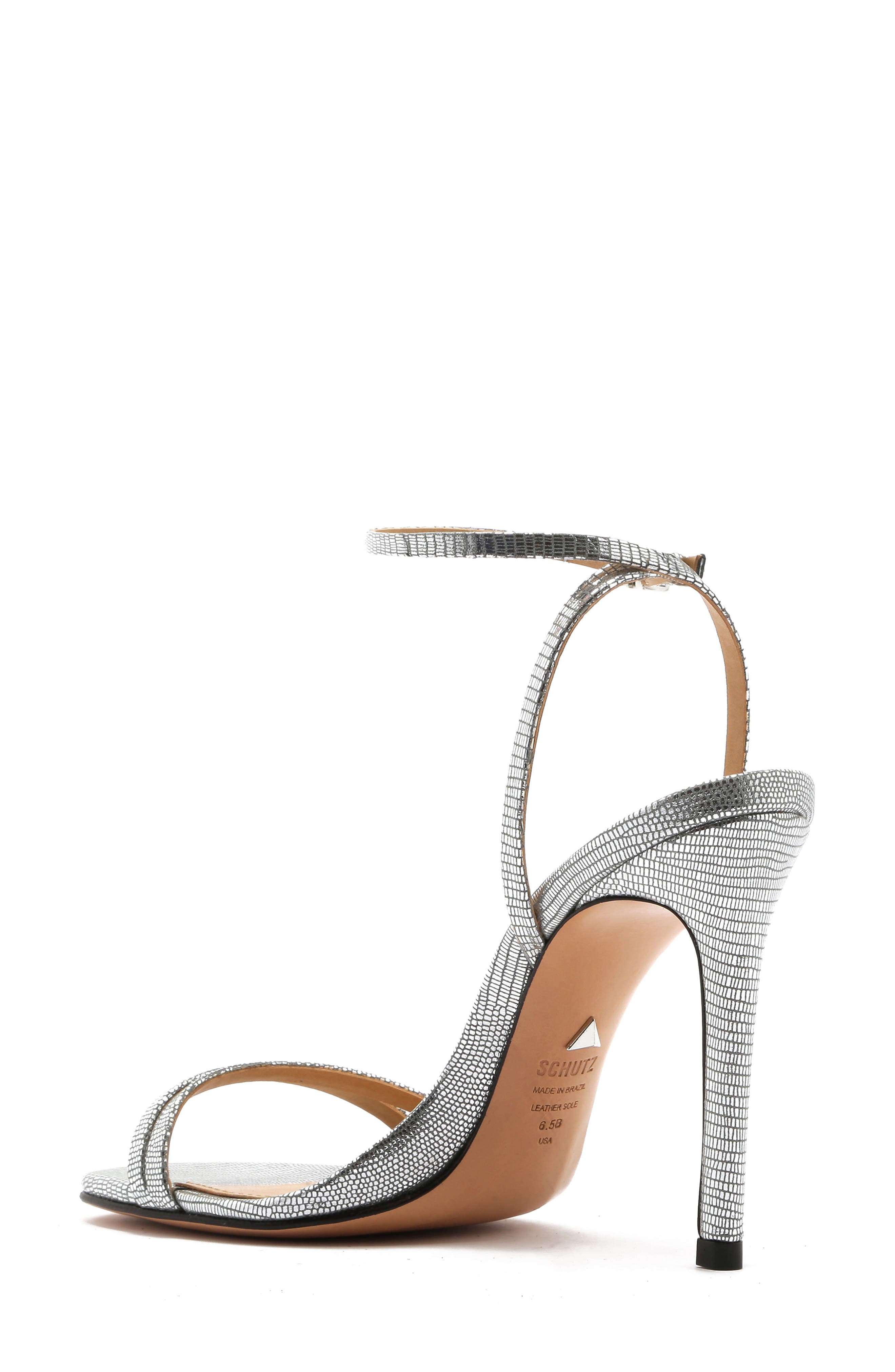 Schutz Altina Ankle Strap Sandal, Alternate, color, Prata