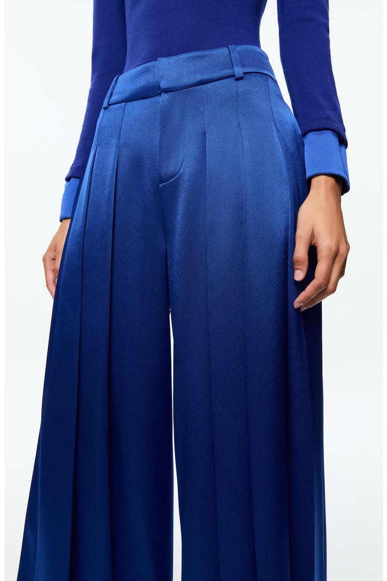 Simon Pleated Wide Leg Satin Pants, Alternate, color, ROYAL