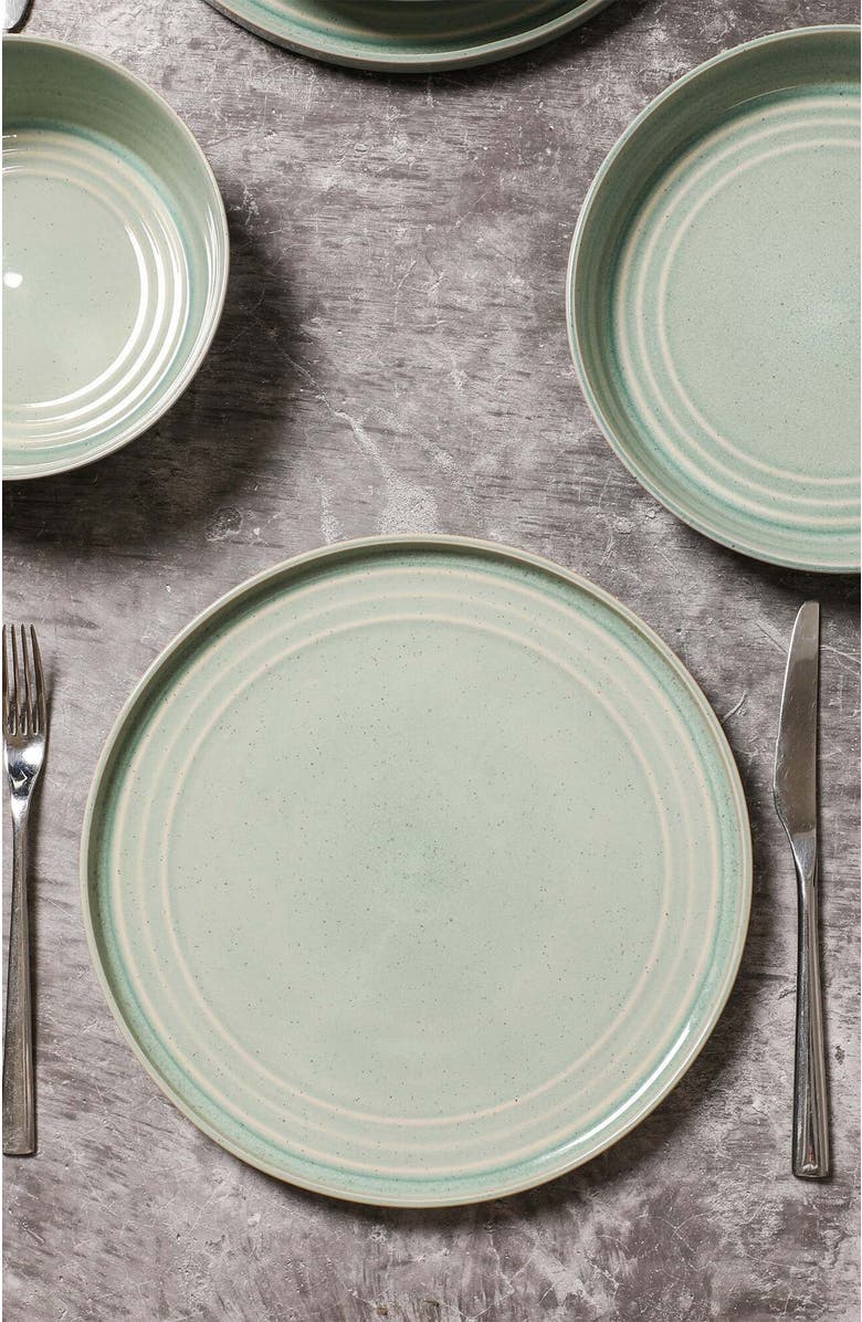 Stone Lain Claire Stoneware 4-Piece Dinner Plate Set, Alternate, color, Green