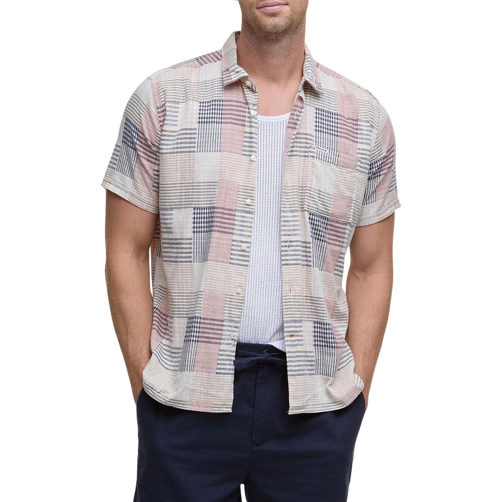 Barbour Oakshore Patchwork Print Short Sleeve Slub Cotton Button-up Shirt