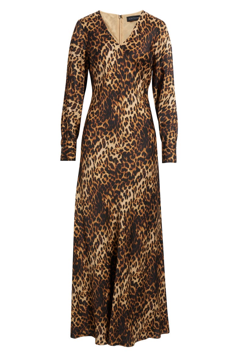 The Lauren Long Sleeve Cheetah Print Silk Blend Dress, Alternate, color, CHEETAH