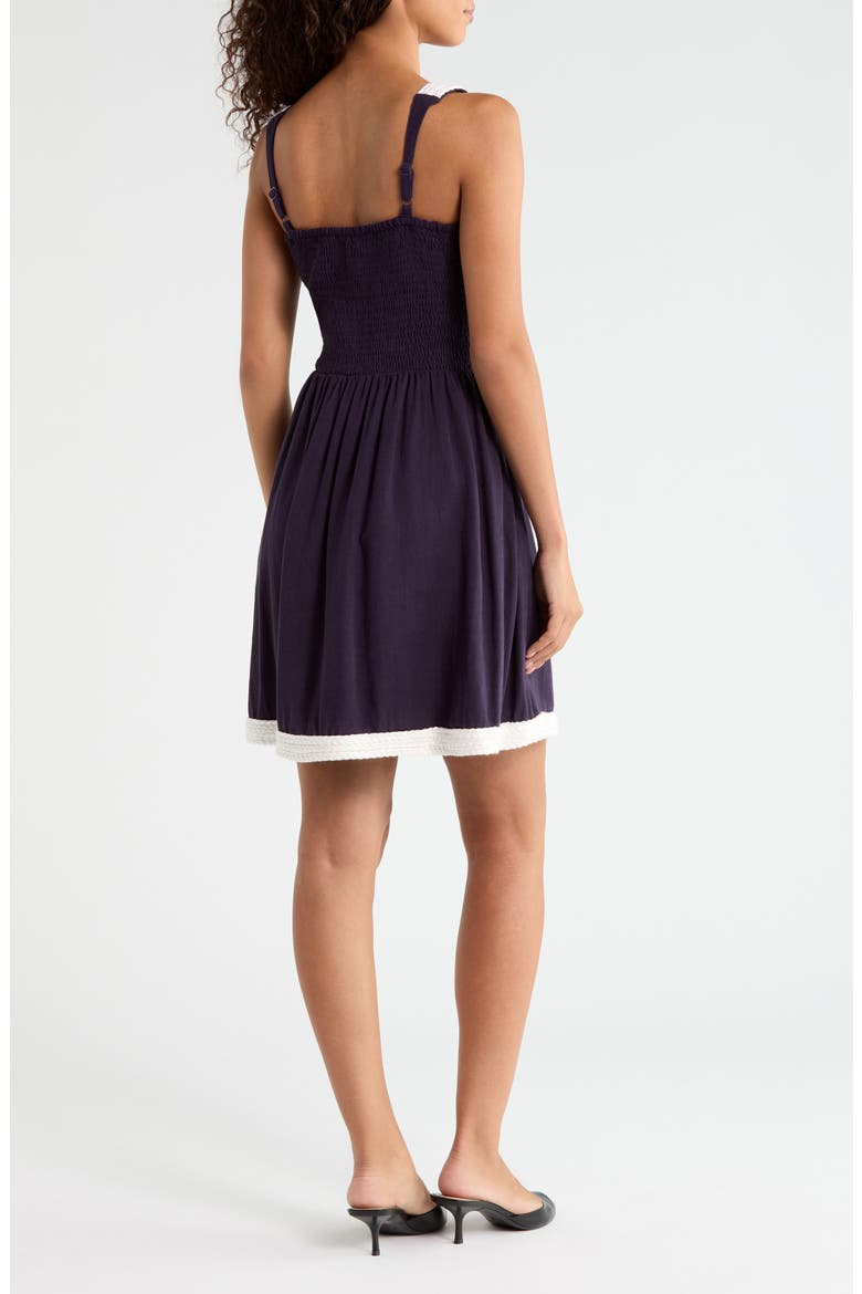 Diamy Contrast Braided Trim Minidress, Alternate, color, NAVY-WHITE
