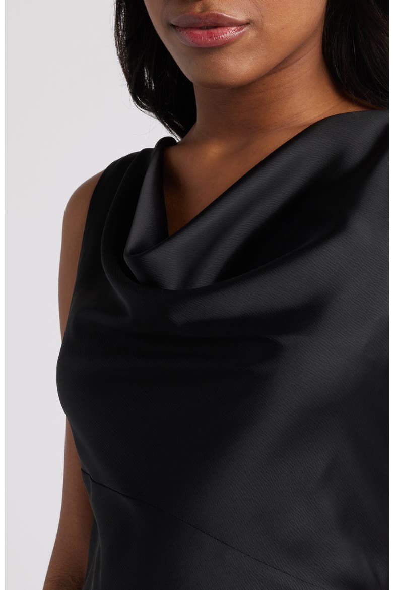 Lea Cowl Neck Satin Gown, Alternate, color, BLACK