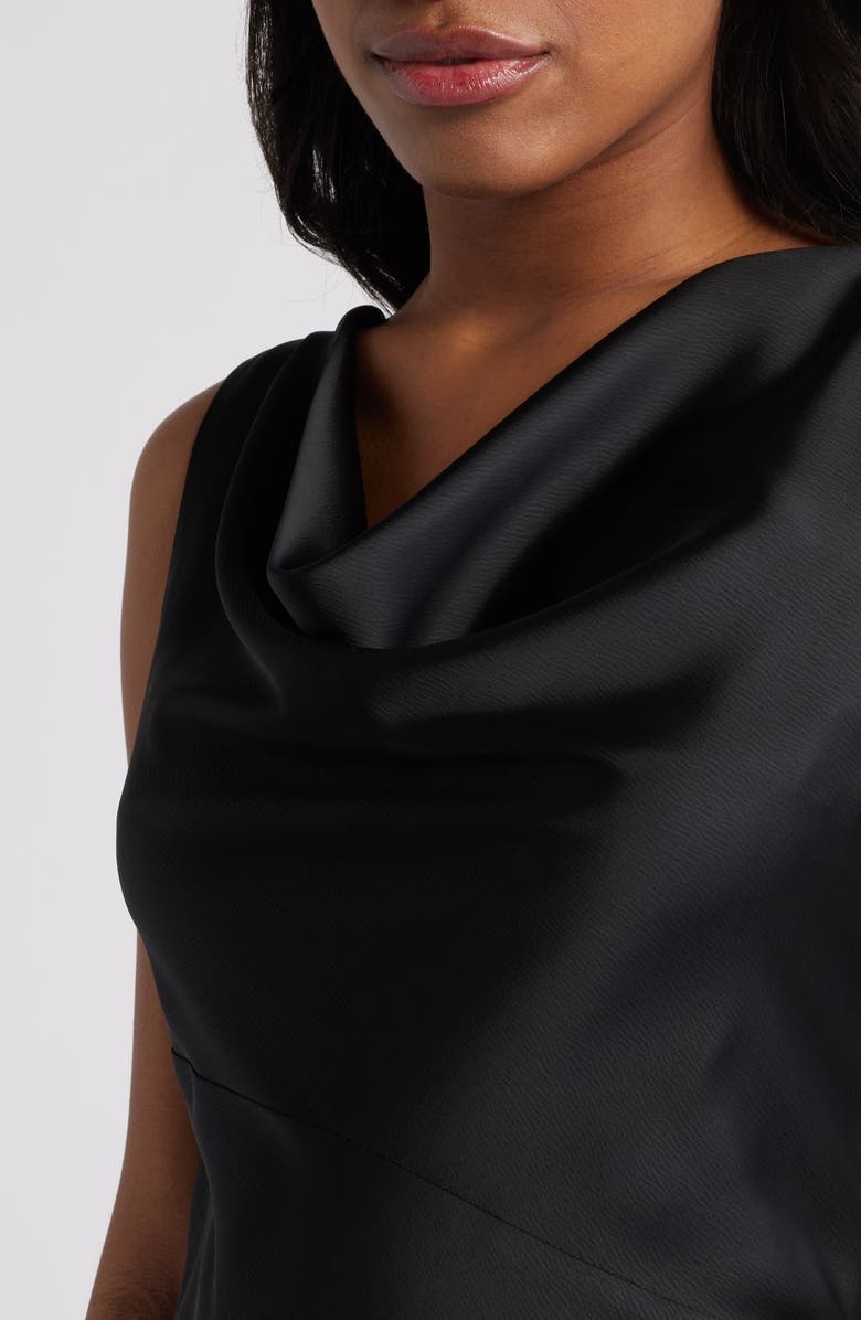 WAYF Lea Cowl Neck Satin Gown, Alternate, color, Black