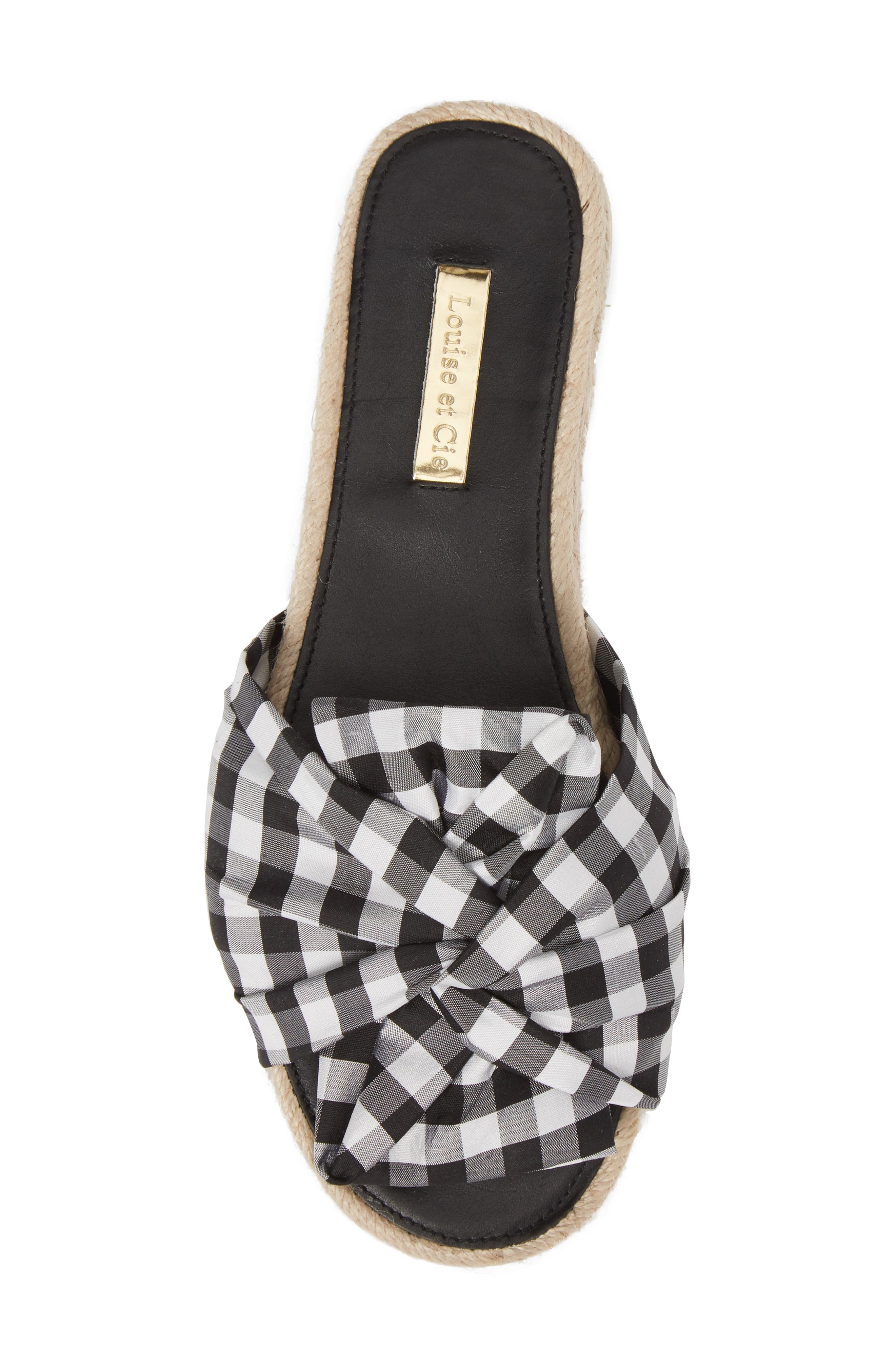 Camille Espadrille Slide Sandal, Alternate, color, BLACK/ WHITE GINGHAM FABRIC