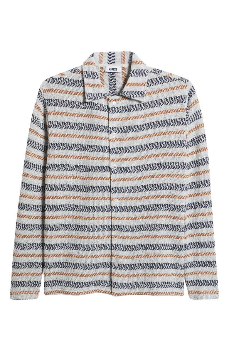 KROST Speckled Stripe Knit Button-Up Shirt, Alternate, color, Grey Multi