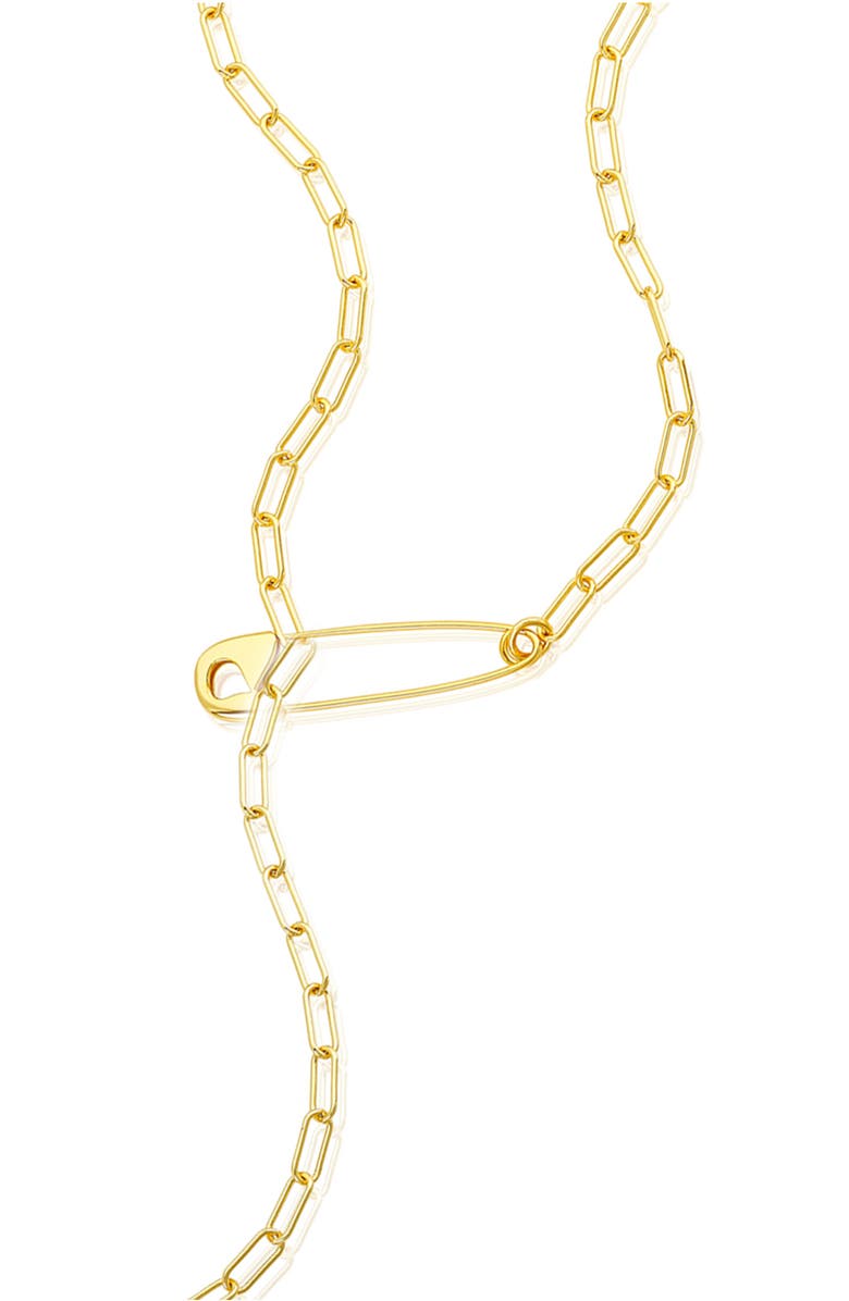 Adornia 14K Gold Plated Safety Pin Lariat Necklace, Main, color,