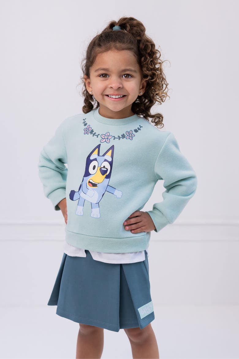 2-Piece Fleece Sweatshirt and Skort Set, Alternate, color, Bluey Teal and Mint