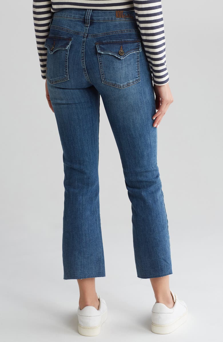 KUT from the Kloth Nikki Raw Hem Low Rise Kick Flare Jeans, Alternate, color, Belladonna