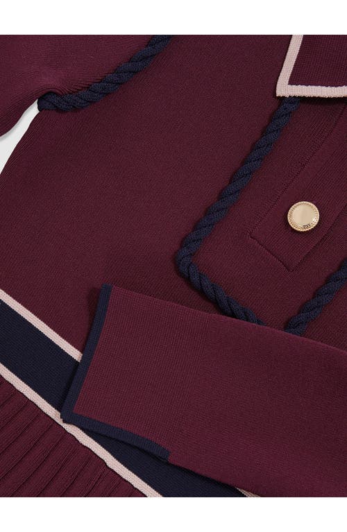 Reiss Kids' Freya Piped Sweater Dress In Purple