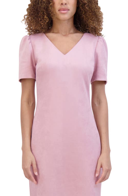 Kensie Stretch Faux Suede Shift Minidress In Mauve