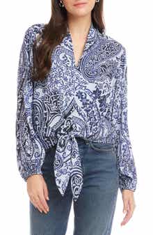 Scarlet Bandana Print Tie Front Top