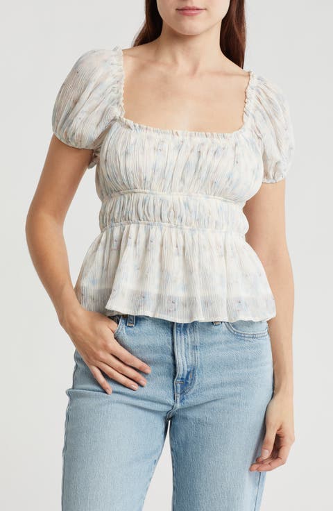 Shirred Peplum Top