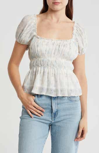 Lush Shirred Peplum Top