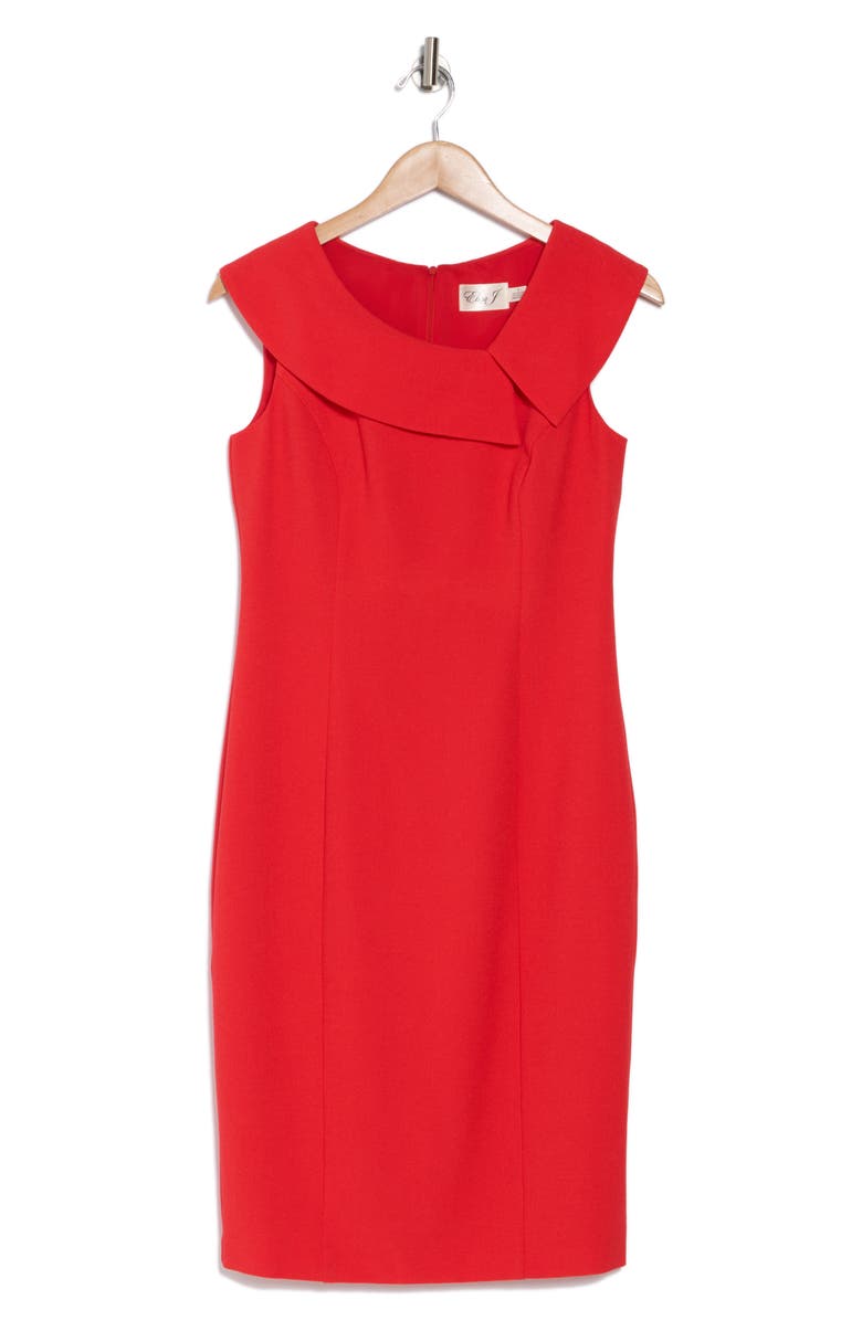 Eliza J Envelope Collar Sleeveless Sheath Dress, Alternate, color, Red