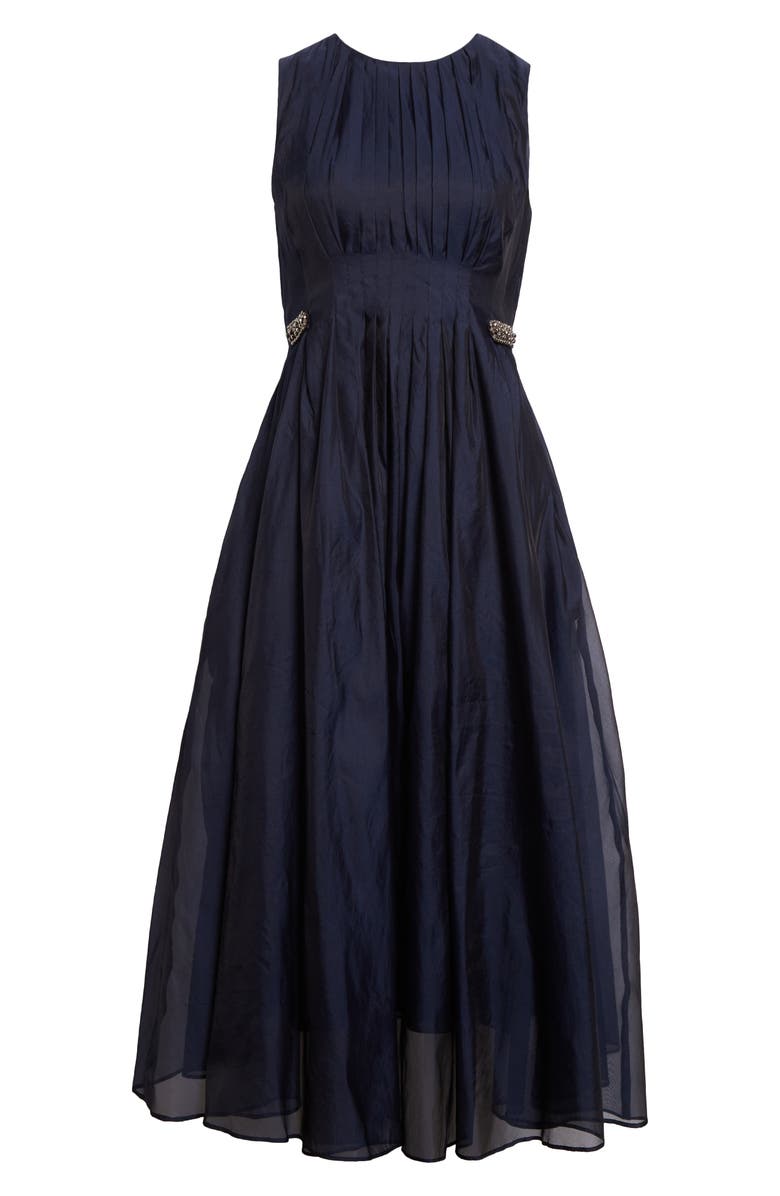 Max Mara Wally Pleated Silk Blend Organza Dress, Alternate, color, Ultramarine