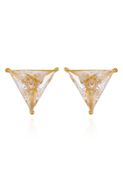 Cubic Zirconia Triangle Stud Earrings