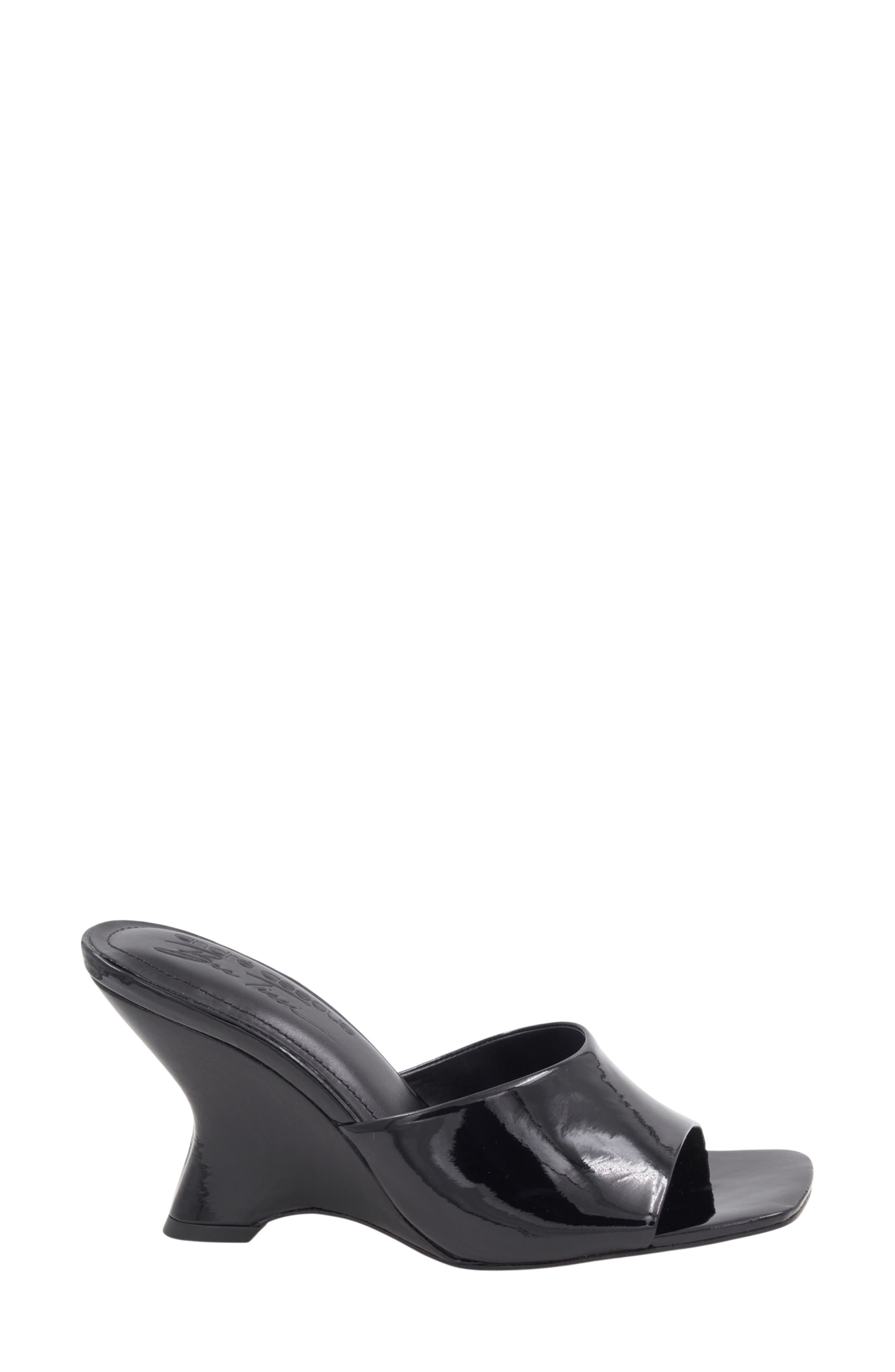 x Bre Tiesi Breana Patent Leather Wedge Mule, Alternate, color, BLACK PATENT
