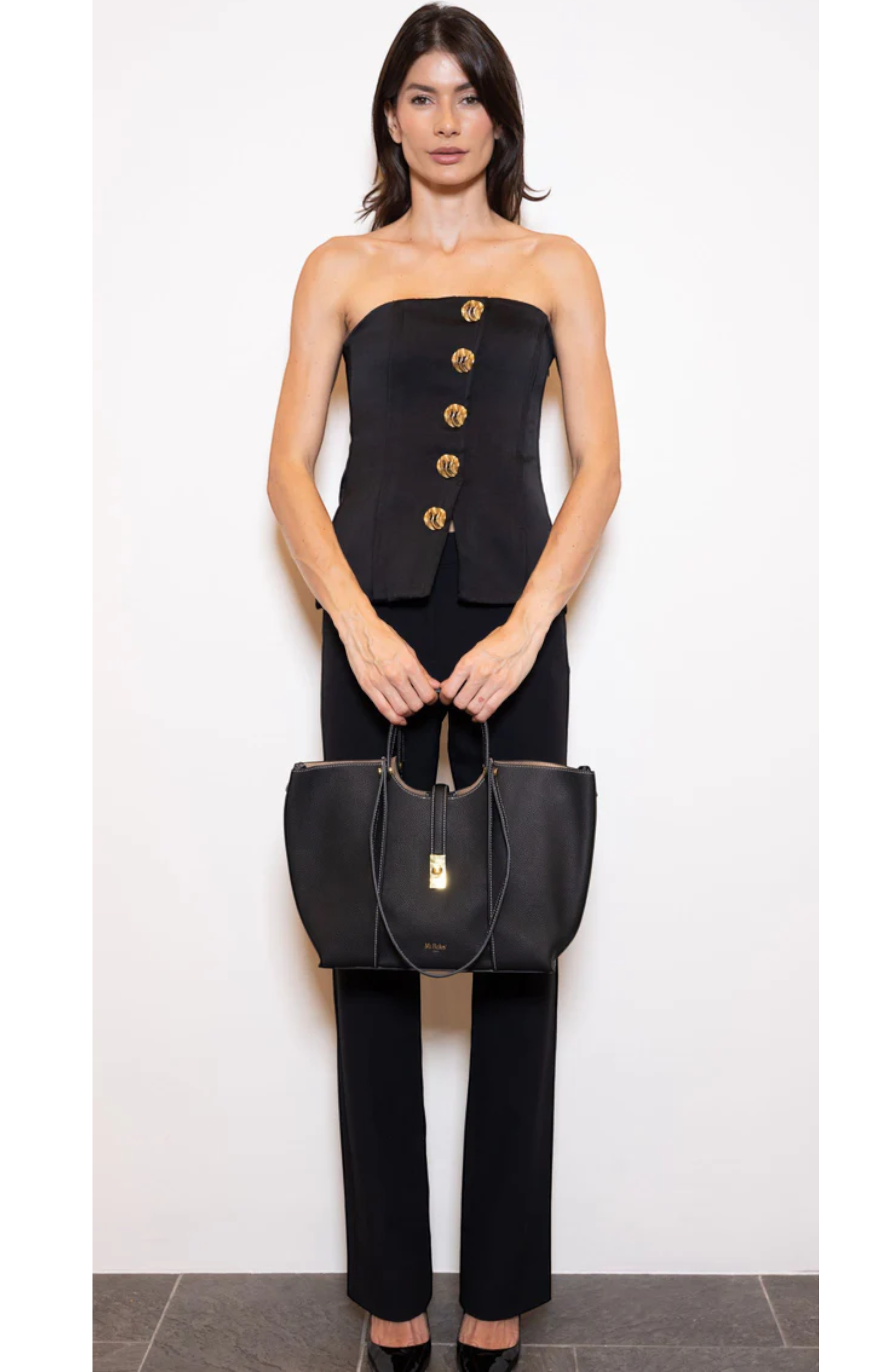 Wharf Genuine Pebble Leather Tote, Alternate, color, Black