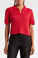 FRAME The Crochet Polo Sweater