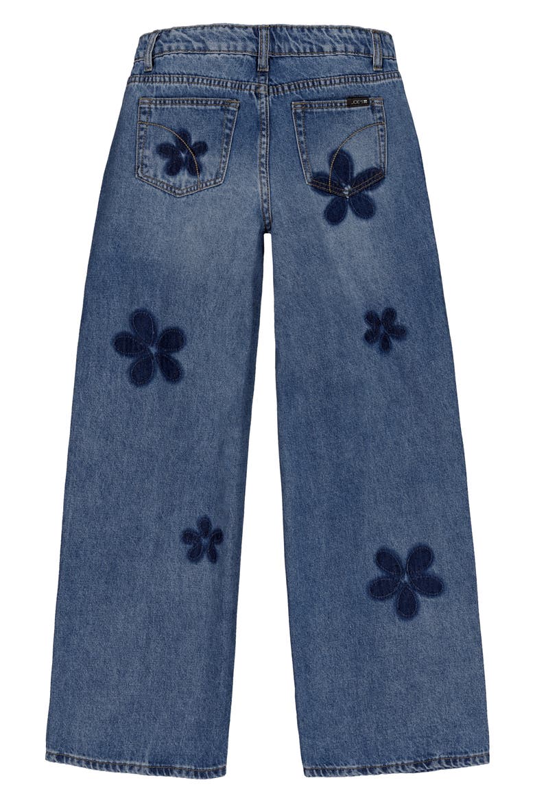 Kids' Kate Floral Baggy Leg Jeans, Alternate, color, MED WASH