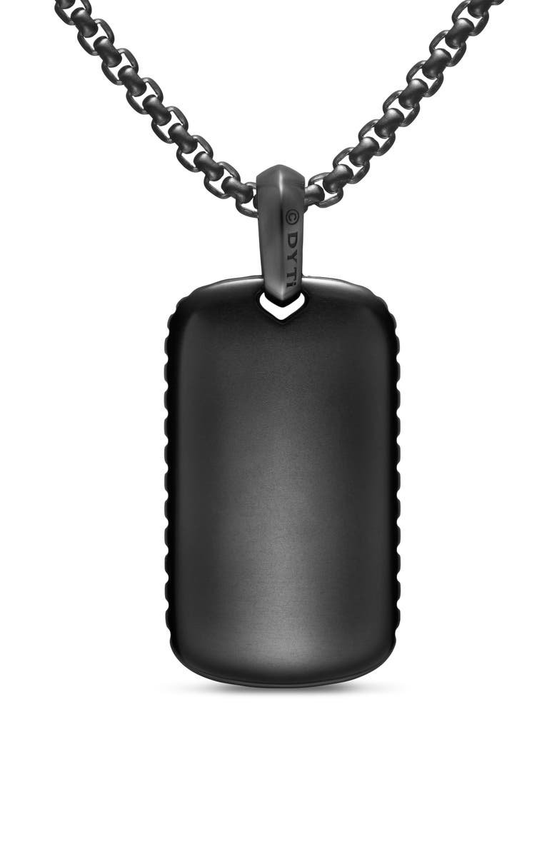 David Yurman Men's Chevron Tag in Black Titanium, 34mm, Alternate, color, Black