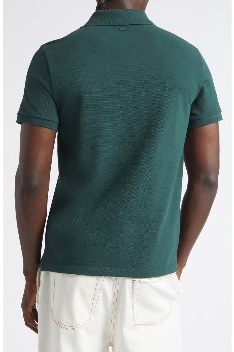 Ami de Coeur Embroidered Cotton Piqué Polo, Alternate, color, VERT BOUTEILLE/ NOIR