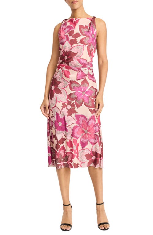 Maggy London Womens Floral Print Polyester Midi Dress In Purple
