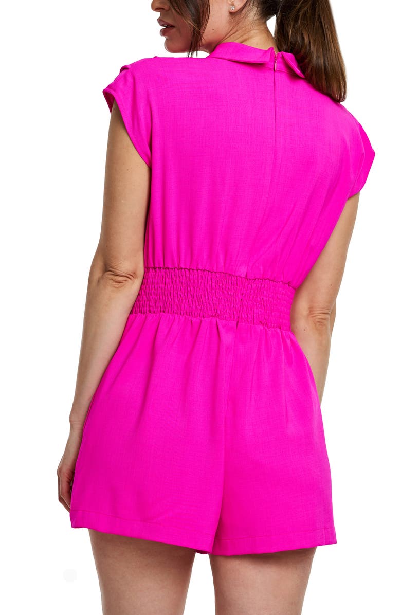 CIEBON Laura Pleated Romper, Alternate, color, Berry
